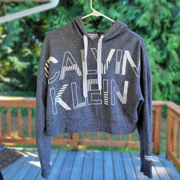 Calvin Klein Performance Crop Hoodie Sweatshirt - Picture 2 of 8
